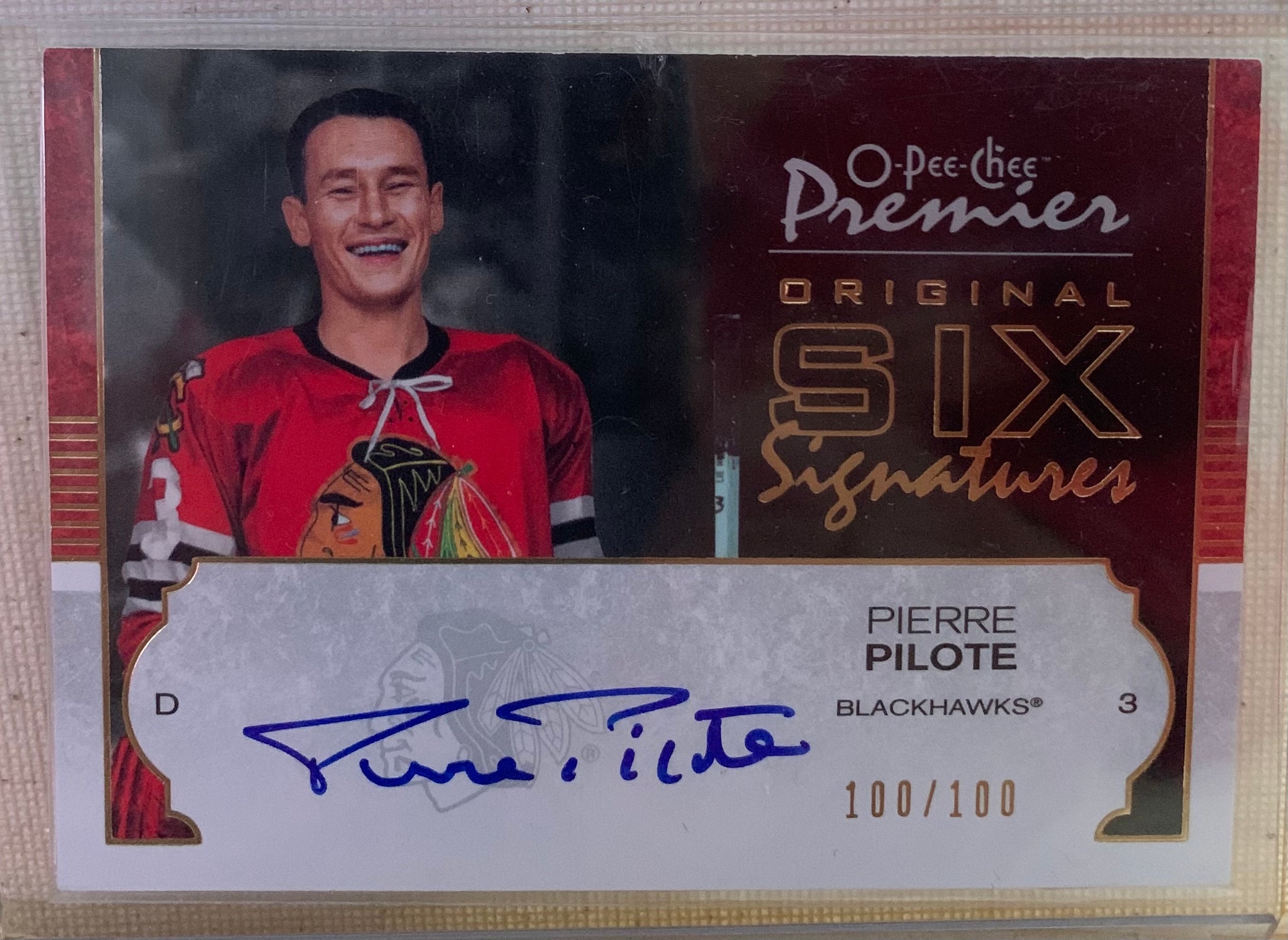 2007-08 O-PEE-CHEE PREMIER HOCKEY #06-PP CHICAGO BLACKHAWKS - PIERRE PILOTE ORIGINAL SIX AUTO CARD RAW