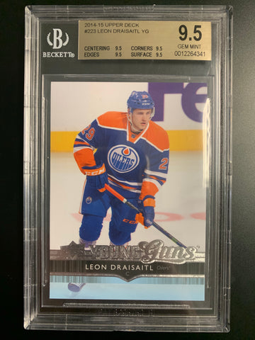 2014-15 UPPER DECK HOCKEY #223 EDMONTON OILERS - LEON DRAISAITL ROOKIE CARD GRADED BGS 9.5 GEM MINT