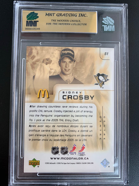 2005-06 UD MCDONALDS HOCKEY #51 PITTSBURGH PENGUINS - SIDNEY CROSBY MCDONALDS ROOKIE CARD GRADED MNT 9.5 GEM MINT