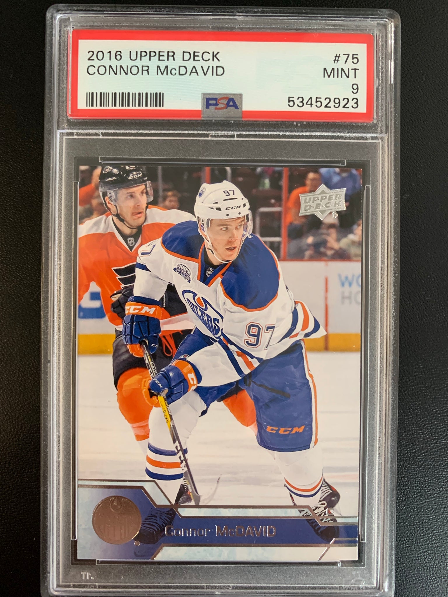 2016-17 UPPER DECK HOCKEY #75 EDMONTON OILERS - CONNOR MCDAVID 2ND YEAR GRADED PSA 9 MINT