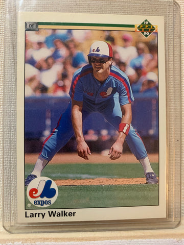 1990-91 UPPER DECK BASEBALL #466 - LARRY WALKER ROOKIE CARD RAW