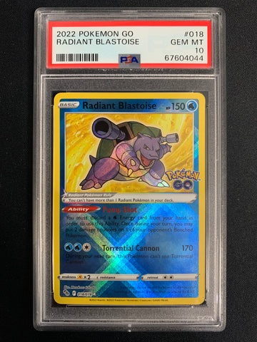 2022 POKEMON GO RADIANT BLASTOISE #018/078 - GRADED PSA 10 GEM MINT