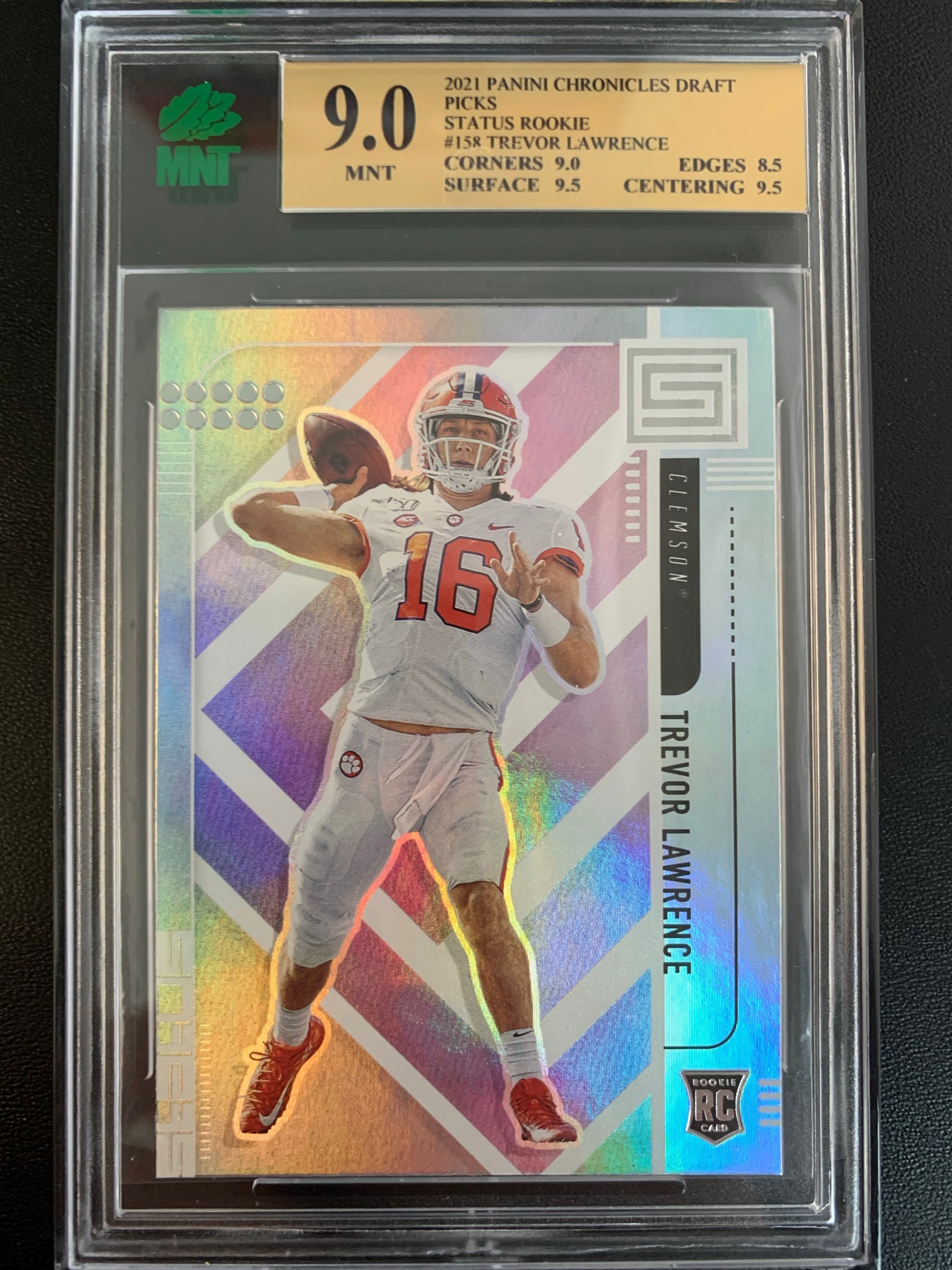 2021 PANINI CHRONICLES DRAFT PICKS FOOTBALL #158 JACKSONVILLE JAGUARS - TREVOR LAWRENCE SPECTRA ROOKIE CARD GRADED MNT 9.0 MINT