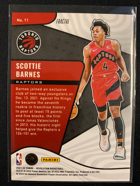 2021-2022 PANINI REVOLUTION BASKETBALL #11 TORONTO RAPTORS - SCOTTIE BARNES FRACTAL SP ROOKIE REVOLUTION
