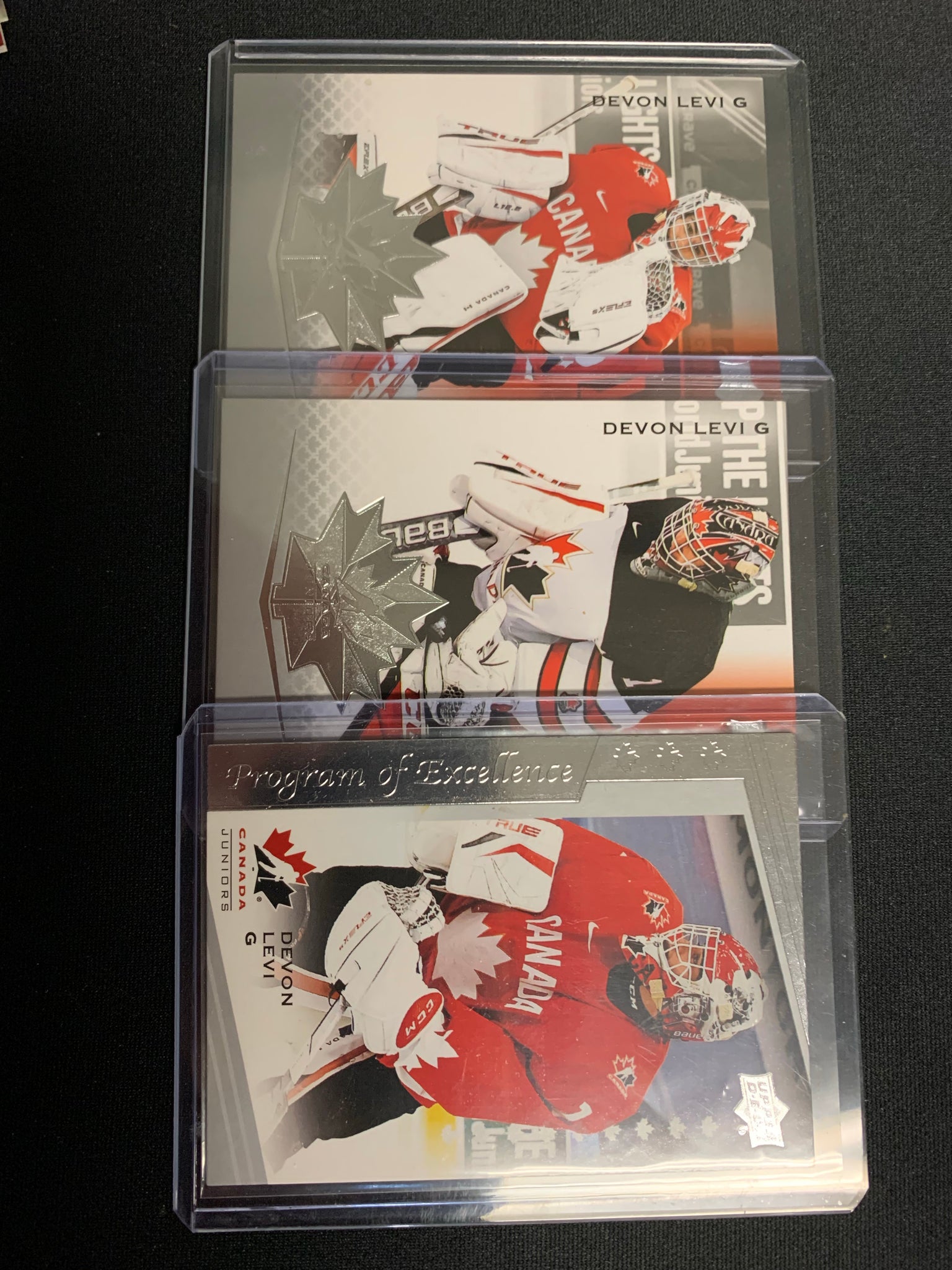 2021 UPPER DECK TEAM CANADA JUNIORS HOCKEY LOT - DEVON LEVI 3 CARD LOT #1 , #86 & #123