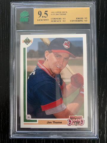 1991 UPPER DECK BASEBALL #17F - JIM THOME ROOKIE CARD GRADED MNT 9.5 GEM MINT