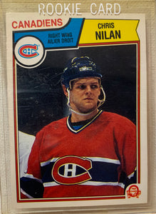 1983-84 O-PEE-CHEE HOCKEY #194 MONTREAL CANADIENS - CHRIS NILAN ROOKIE CARD RAW