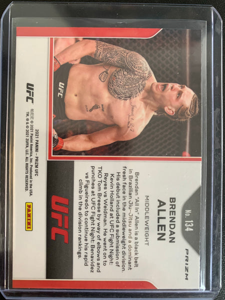 2021 PANINI PRIZM UFC # 134 - BRENDAN ALLEN SILVER PARALLEL PRIZM ROOKIE CARD