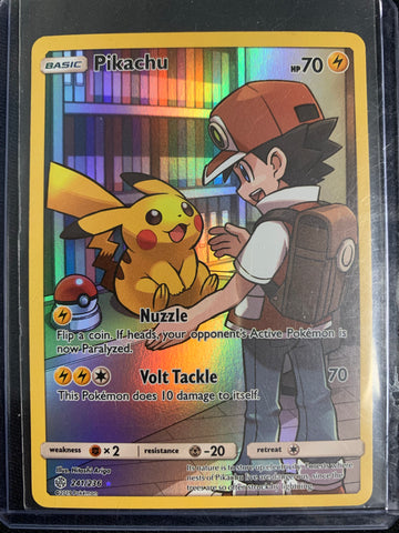 POKEMON COSMIC ECLIPSE - PIKACHU (ASH ART) HOLO SECRET RARE 241/236