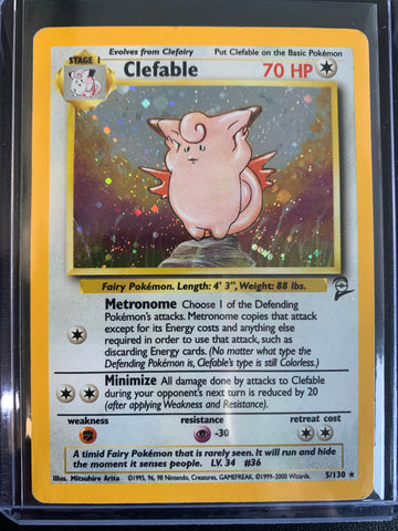 1999 POKEMON ORIGINAL BASE SET 2 WOTC HOLO CLEFABLE 5/130 - MP