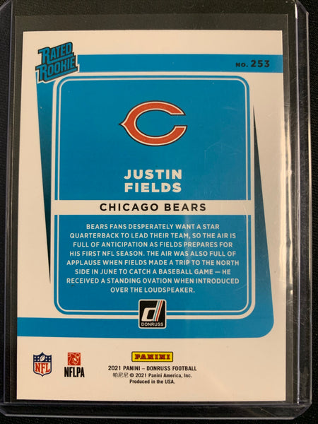 2021 PANINI DONRUSS FOOTBALL #253 CHICAGO BEARS - JUSTIN FIELDS PRESS PROOF RED RATED ROOKIE