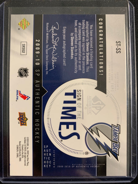 2009-10 UD SP AUTHENTIC HOCKEY #ST-SS TAMPA BAY LIGHTNING - STEVEN STAMKOS SIGN OF THE TIMES ON CARD AUTOGRAPH