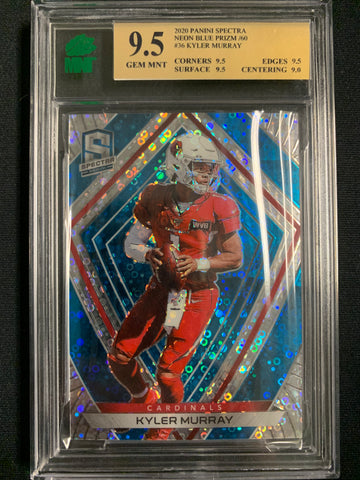 2020 PANINI SPECTRA FOOTBALL #36 ARIZONA CARDINALS - KYLER MURRAY BLUE PRIZM NUMBERED 26/60 GRADED MNT 9.5 GEM MINT