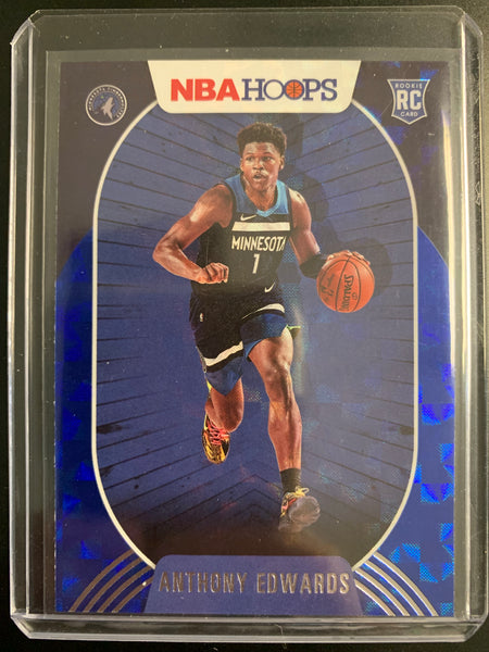 2020-2021 PANINI NBA HOOPS BASKETBALL #216 MINNESOTA TIMBERWOLVES - ANTHONY EDWARDS BLUE PRIZM PARALLEL ROOKIE CARD