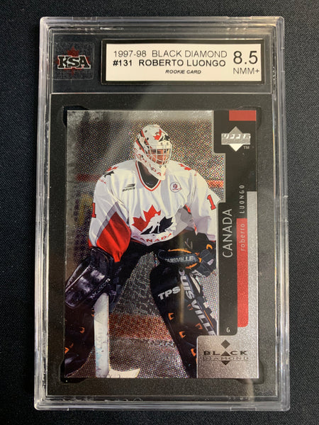 1997-98 BLACK DIAMOND HOCKEY #131 TEAM CANADA JUNIORS - ROBERTO LUONGO ROOKIE CARD GRADED KSA 8.5 NMN+