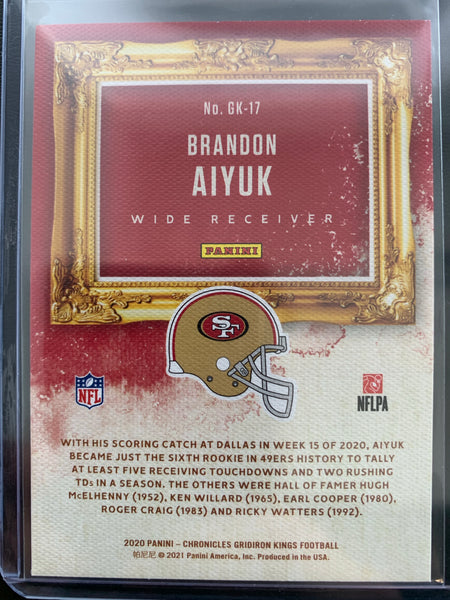 2020 PANINI CHRONICLES GRIDIRON KINGS FOOTBALL #GK-17 SAN FRANCISCO 49ERS - BRANDON AIYUK ROOKIE CARD