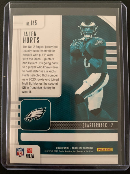 2020-21 PANINI ABSOLUTE FOOTBALL #145 PHILADELPHIA EAGLES -JALEN HURTS ROOKIE CARD