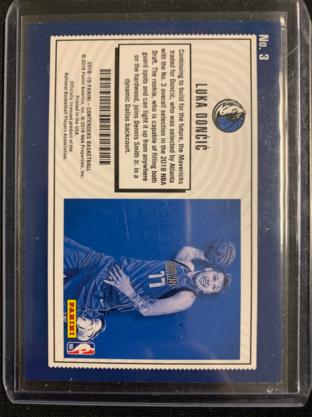 2018-19 PANINI CONTENDERS BASKETBALL #3 DALLAS MAVERICKS - LUKA DONCIC LOTTERY TICKET ROOKIE CARD