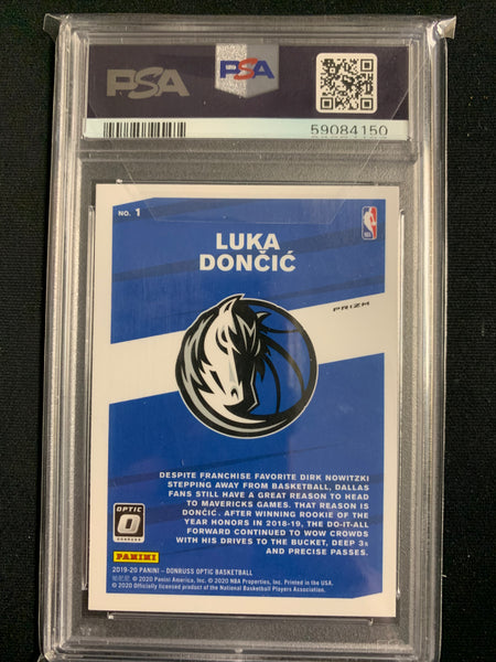 2019 PANINI DONRUSS OPTIC NBA BASKETBALL #1 DALLAS MAVERICKS - LUKA DONCIC "MY HOUSE" PURPLE SP GRADED PSA 10 GEM MINT