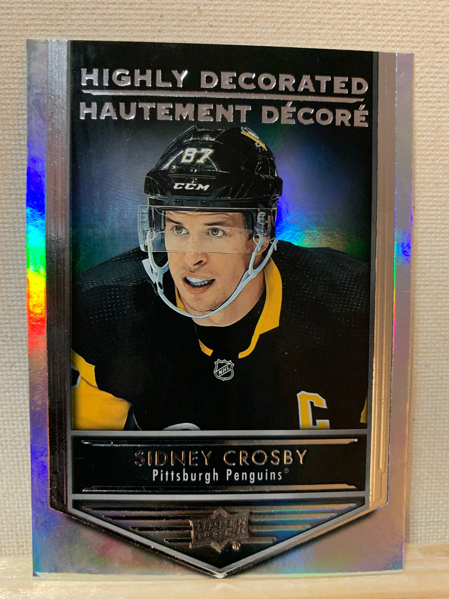 2019-20 TIM HORTONS HOCKEY #HD-1 PITTSBURGH PENGUINS - HIGHLY DECORATED SIDNEY CROSBY CARD RAW