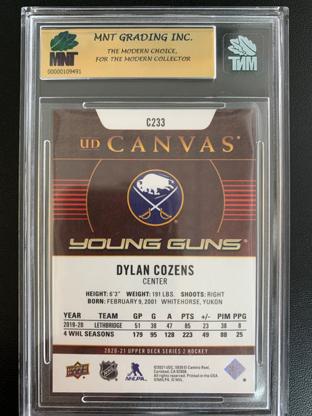 2020-21 UPPER DECK HOCKEY #C233 BUFFALO SABRES - DYLAN COZENS YOUNG GUNS CANVAS ROOKIE GRADED MNT 9.5 GEM MINT