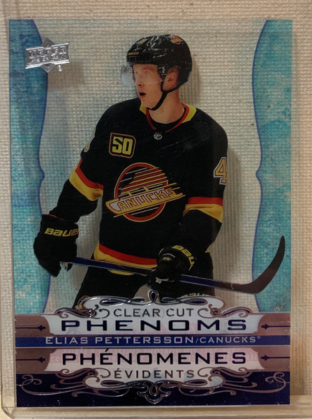 2020-21 TIM HORTONS HOCKEY #CC-2 VANCOUVER CANUCKS - CLEAR CUT PHENOMS ELIAS PETTERSSON CARD RAW