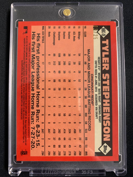 2021 TOPPS CHROME BASEBALL #86BC-39 CINCINNATI REDS - TYLER STEPHENSON ORANGE REFRACTOR AUTOGRAPHED ROOKIE CARD NUMBERED 03/25