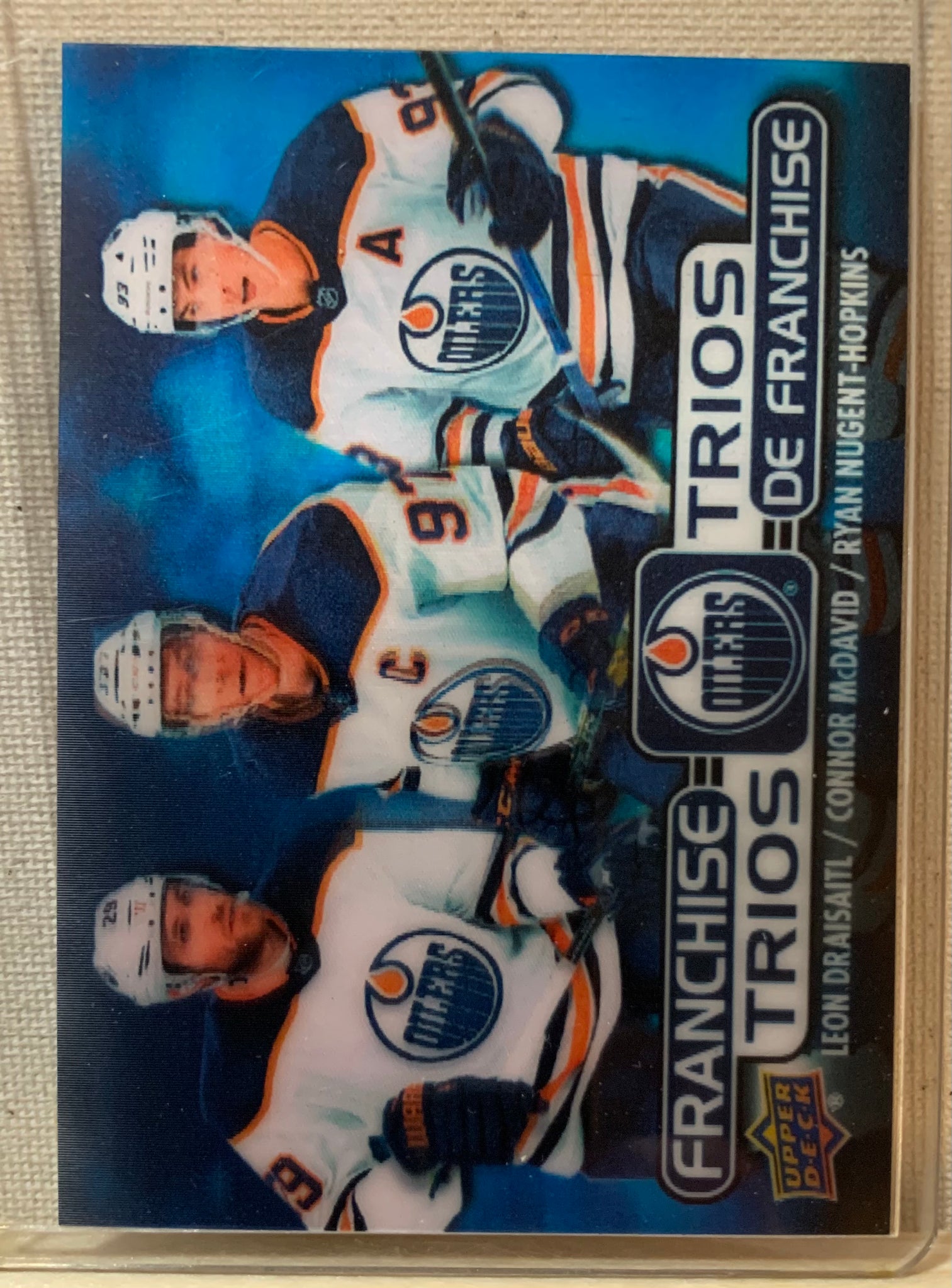 2020-21 TIM HORTONS HOCKEY #T-1 EDMONTON OILERS - FRANCHISE TRIOS DRAISAITL/MCDAVID/HOPKINS CARD RAW