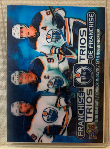 2020-21 TIM HORTONS HOCKEY #T-1 EDMONTON OILERS - FRANCHISE TRIOS DRAISAITL/MCDAVID/HOPKINS CARD RAW