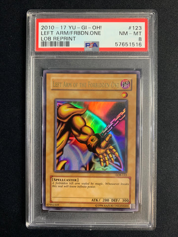 2010 YU-GI-OH LEFT ARM OF THE FORBIDDEN ONE #LOB-123 GRADED PSA 8 NM-MT