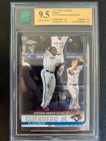 2019 TOPPS CHROME BASEBALL #58 TORONTO BLUE JAYS - VLADIMIR GUERRERO ROOKIE CARD GRADED MNT 9.5 GEM MNT