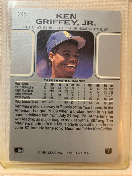 1990-91 LEAF BASEBALL #245 - KEN GRIFFEY JR CARD RAW