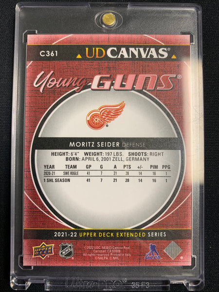 2021-22 UPPER DECK EXTENDED SERIES HOCKEY #C361 DETROIT RED WINGS - MORITZ SEIDER YOUNG GUNS CANVAS ROOKIE CARD