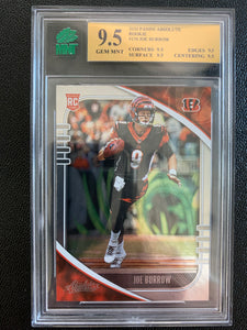 2020 PANINI ABSOLUTE FOOTBALL #158 CINCINNATI BENGALS - JOE BURROW ROOKIE CARD GRADED MNT 9.5 GEM MNT