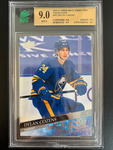 2020-21 UPPER DECK HOCKEY #495 BUFFALO SABRES - DYLAN COZENS YOUNG GUNS ROOKIE GRADED MNT 9.0 MINT