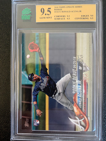 2018 TOPPS UPDATE BASEBALL #US252 ATLANTA BRAVES - RONALD ACUNA JR ROOKIE DEBUT ROOKIE CARD GRADED MNT 9.5 GEM MNT