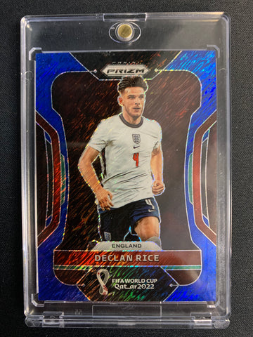 2022 PANINI PRIZM FIFA WORLD CUP QATAR SOCCER #85 - ENGLAND - DECLAN RICE FOTL BLUE SHIMMER NUMBERED 3/5