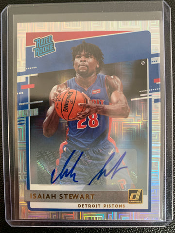 2020-2021 PANINI DONRUSS CHOICE NBA BASKETBALL #233 DETROIT PISTONS - ISAIAH STEWART CHOICE SILVER AUTOGRAPHED RATED ROOKIE CARD