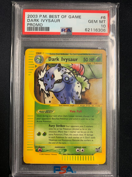 2003 POKEMON BEST OF GAME DARK IVYSAUR PROMO #6 GRADED PSA 10 GEM MINT