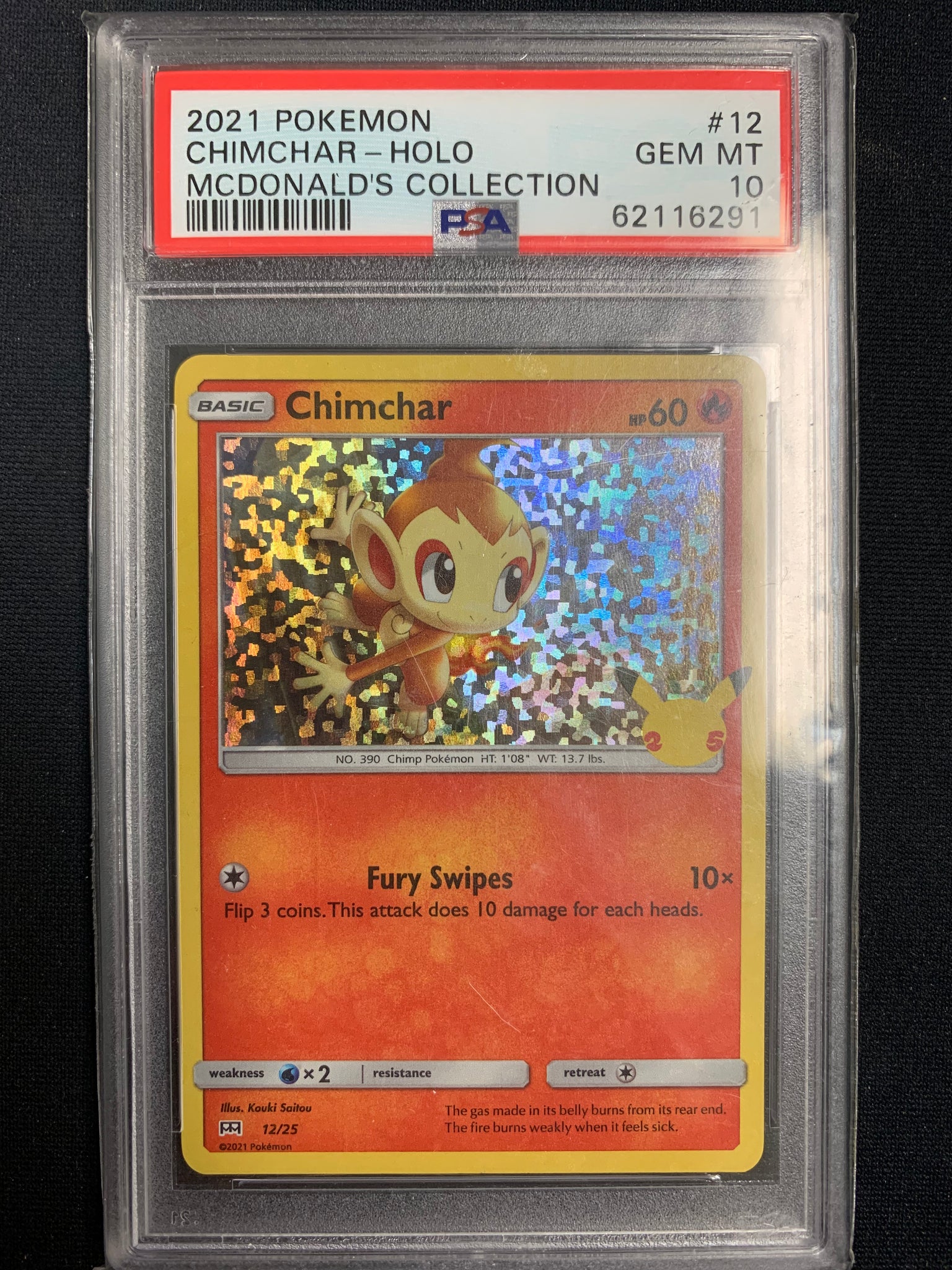 2021 POKEMON MCDONALDS COLLECTION CHIMCHAR HOLO #12 GRADED PSA 10 GEM MINT