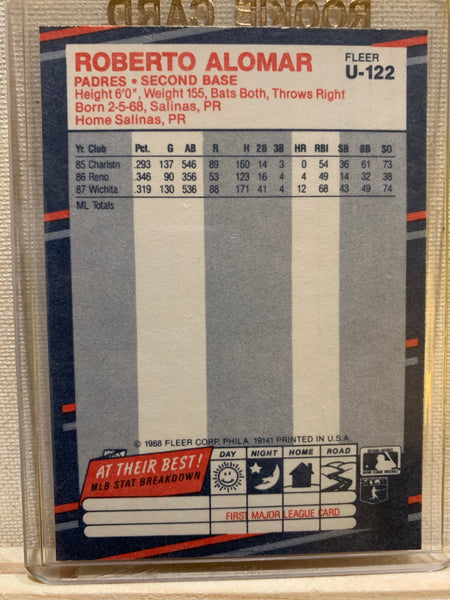 1988-89 FLEER BASEBALL UPDATE #U-122 - ROBERTO ALOMAR ROOKIE CARD RAW