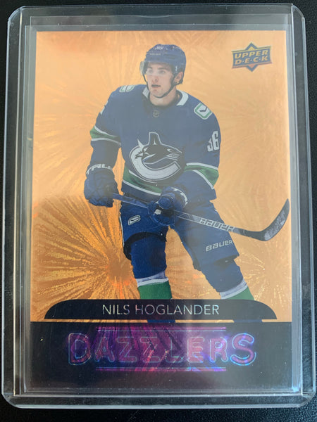 2020-21 UPPER DECK EXTENDED HOCKEY #DZ-143 VANCOUVER CANUCKS - NILS HOGLANDER GOLD DAZZLERS INSERT ROOKIE CARD