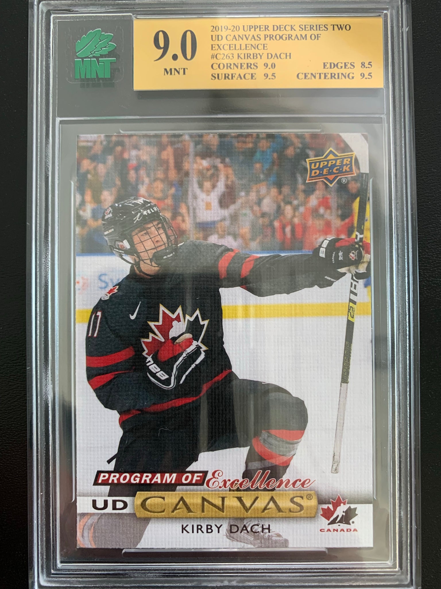 2019-20 UPPER DECK HOCKEY #C263 CHICAGO BLACKHAWKS - KIRBY DACH CANVAS PROGRAM OF EXCELLENCE ROOKIE CARD GRADED MNT 9.0 MINT