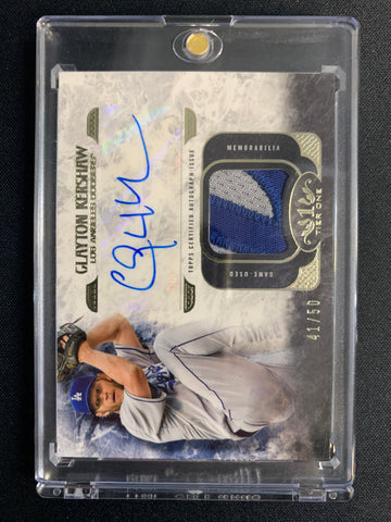 2016 TOPPS TIER ONE BASEBALL #ATIR-CK LOS ANGELES DODGERS - CLAYTON KERSHAW TIER ONE RELIC AUTOGRAPH NUMBERED 41/50