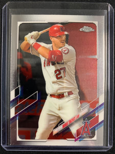 2021 TOPPS CHROME BASEBALL #27 LOS ANGELES ANGELS - MIKE TROUT CHROME BASE CARD