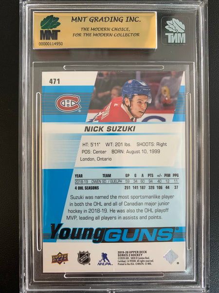 2019-20 UPPER DECK HOCKEY #471 MONTREAL CANADIENS - NICK SUZUKI YOUNG GUNS ROOKIE CARD GRADED MNT 9.0 MINT