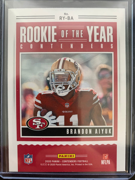 2020 PANINI CONTENDERS FOOTBALL #RY-BA SAN FRANCISCO 49ERS - BRANDON AIYUK ROOKIE OF THE YEAR INSERT CARD