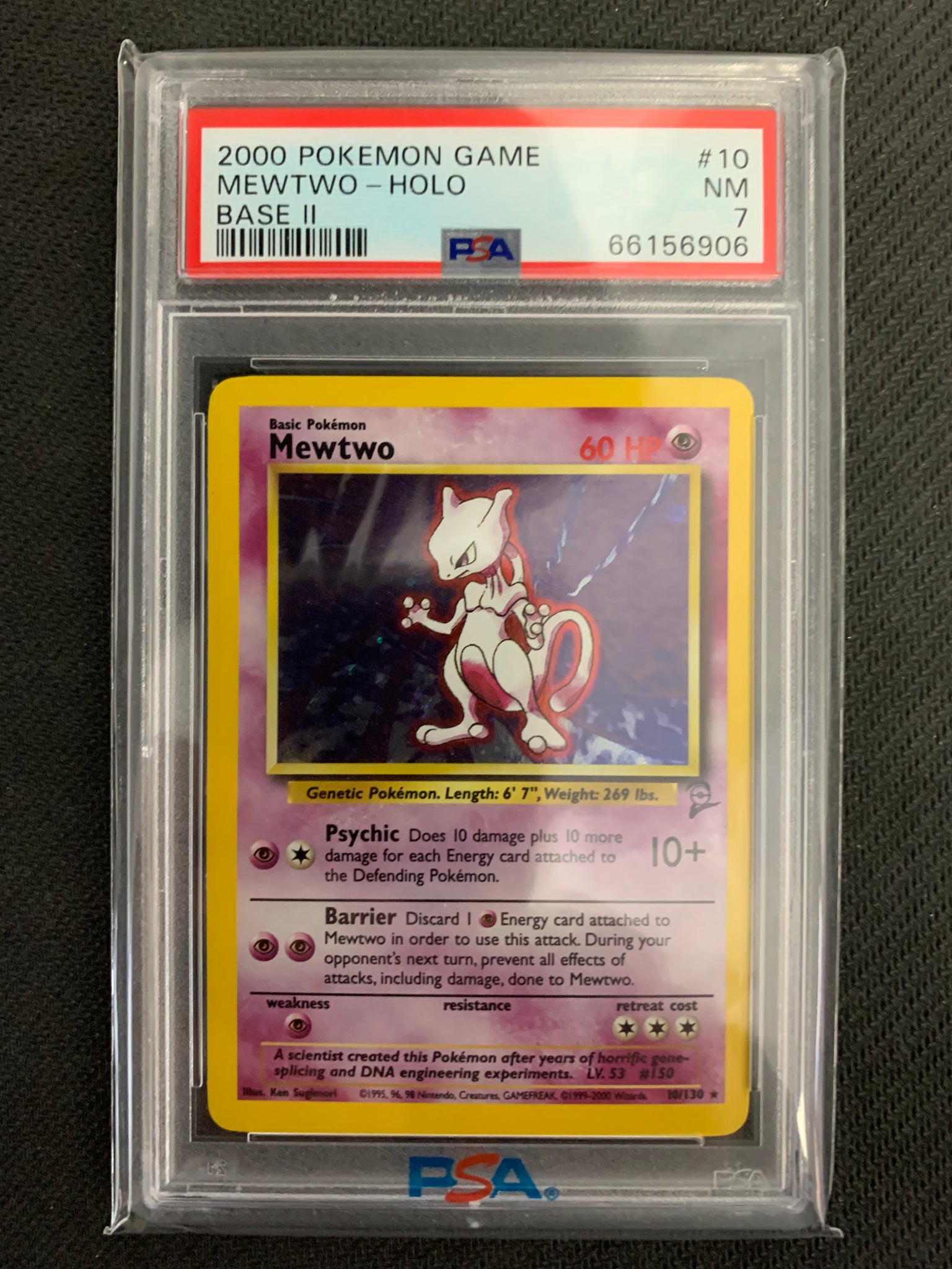 2000 POKEMON GAME BASE II MEWTWO HOLO 10/130 - GRADED PSA 7 NEAR MINT