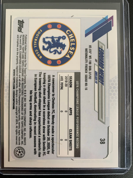 2021 TOPPS CHROME UEFA CHAMPIONS LEAGUE SOCCER #38 CHELSEA FC - EDOUARD MENDY PINK PRIZM ROOKIE CARD