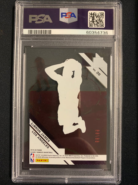 2019 PANINI CLEARLY DONRUSS NBA BASKETBALL #20 LOS ANGELES LAKERS - LEBRON JAMES CLEARLY BLUE NUMBERED 59/99 GRADED PSA 9 MINT
